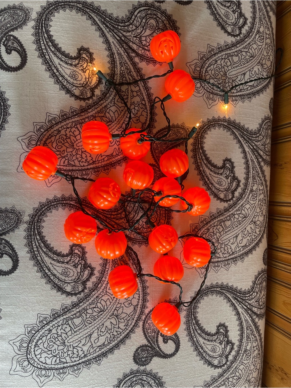Vintage Halloween mini jack-o-lantern blow mold clear String Lights 12’ home dec